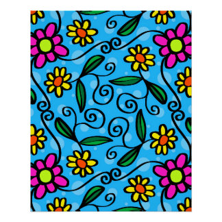 Affiche de fleurs abstraite