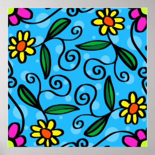 Affiche de fleurs abstraites