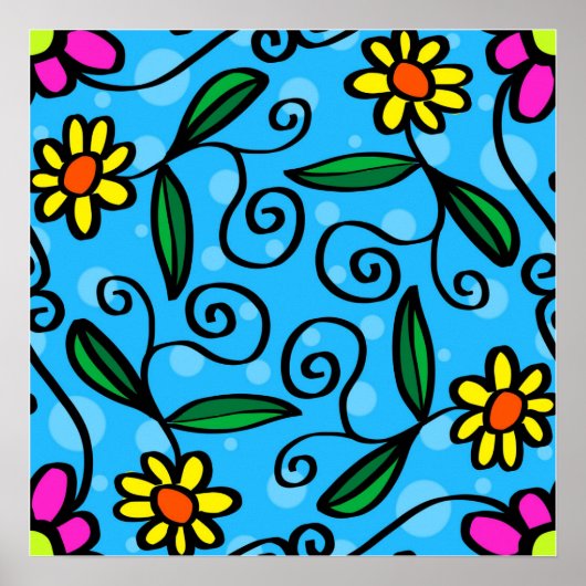 Affiche de fleurs abstraites (Devant)