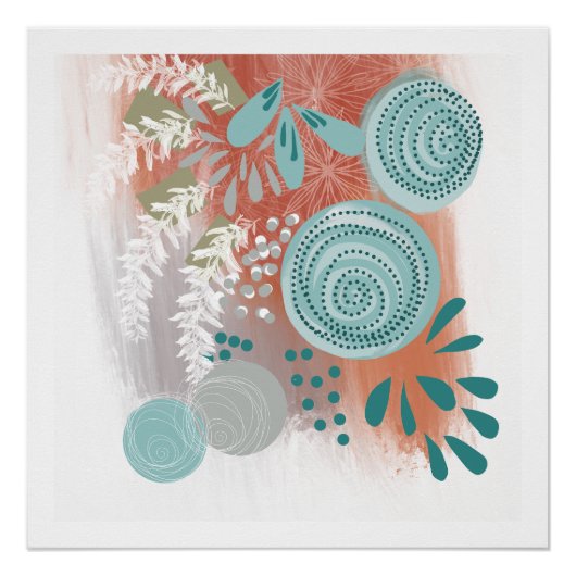 Affiche de fleurs abstraites d'art moderne (Devant)