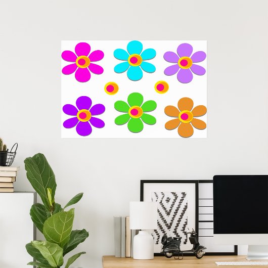 Affiche de fleurs colorées lumineuses