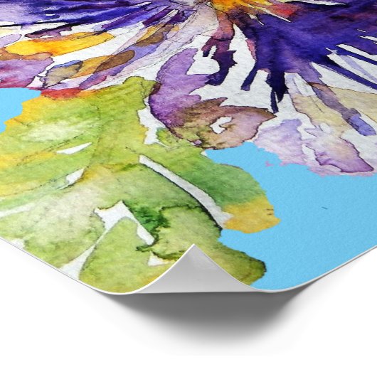 Affiche de fleurs d'art de pensée violette aquarel (Coin)
