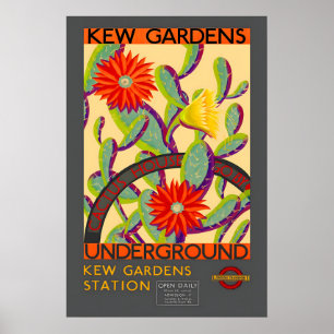 Affiche de fleurs de Kew Gardens Vintage Londres