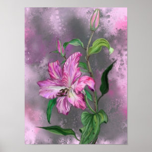 Affiche de fleurs de lys rose violet