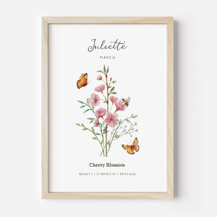 Affiche de fleurs de naissance de cerisier en fleu
