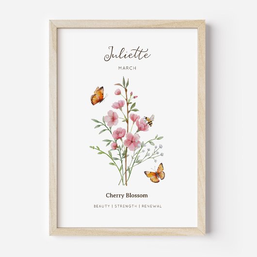 Affiche de fleurs de naissance de cerisier en fleu
