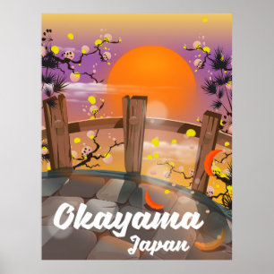 Affiche de fleurs japonaises d'Okayama.