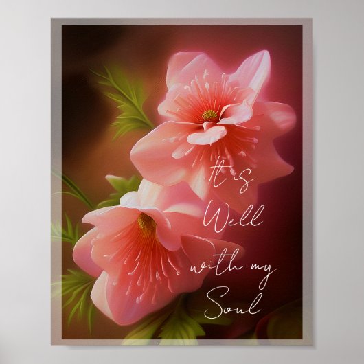 Affiche de fleurs roses en douce lumière (Devant)