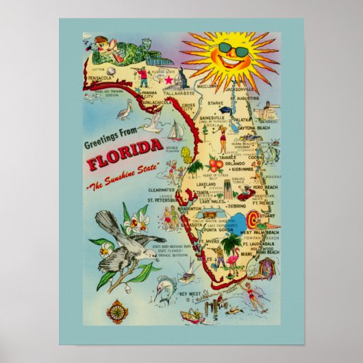 Affiche de Floride 12x16 (Devant)