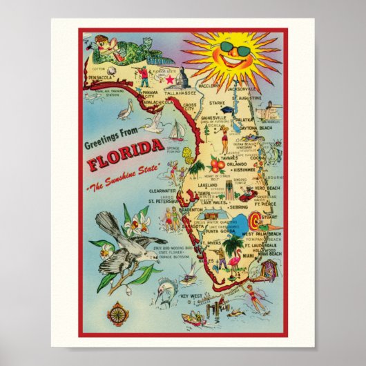 Affiche de Floride 8x10 avec bordure (Devant)