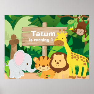 Affiche de fond personnalisée pour fête de jungle