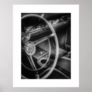 Affiche de Ford Galaxie vintage noir et blanc