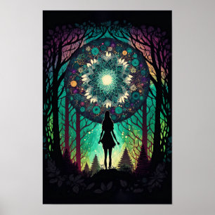Affiche de forêt mandala psychédélique Tripant 1