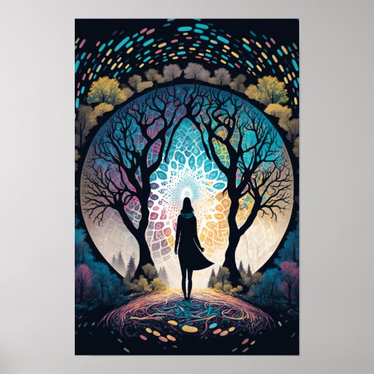 Affiche de forêt mandala psychédélique | Trippy 3 (Devant)