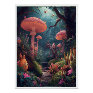 affiche de forêt psychédélique