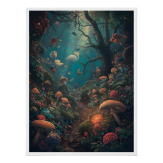 Affiche de forêt psychédélique