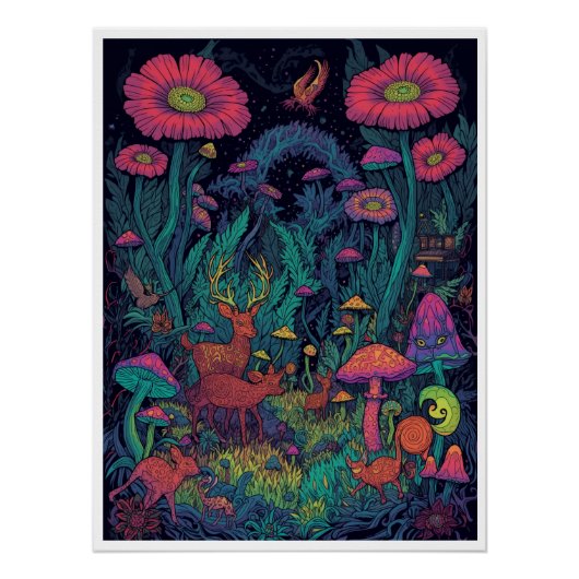 Affiche de forêt psychédélique (Devant)