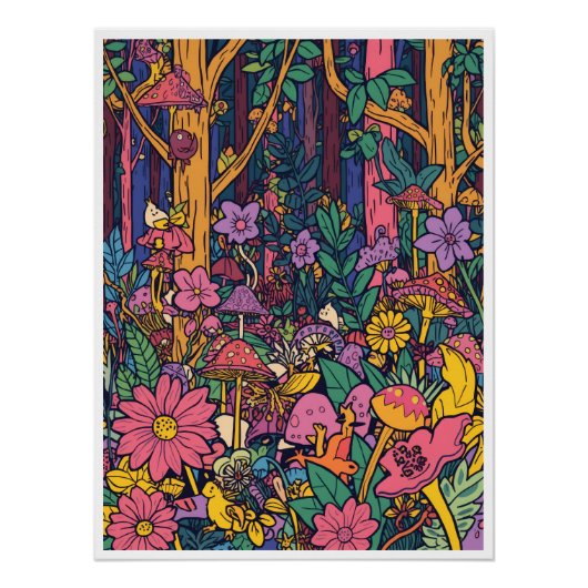 Affiche de forêt psychédélique (Devant)