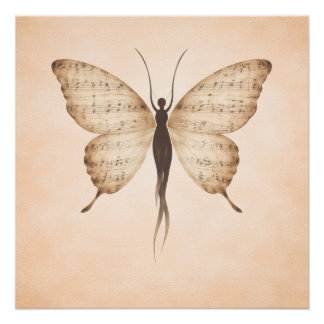 Affiche de forme de papillon poétique