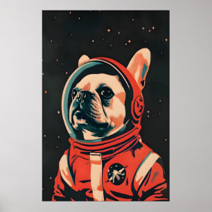 Affiche de French Bulldog Astronaute, French Bulld
