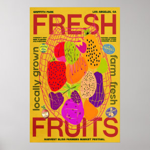 Affiche de fruits frais de la ferme Marché des agr