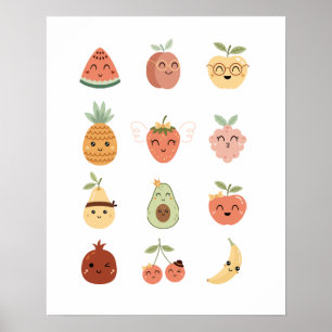 Affiche de fruits mignons imprimée