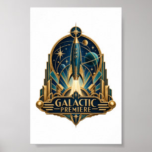 Affiche de fusée Art Déco de Première Galactique