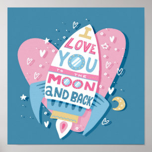 Affiche de fusée pour T'aimer jusqu'à la Lune