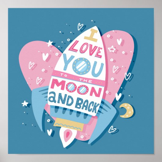 Affiche de fusée pour T'aimer jusqu'à la Lune (Devant)
