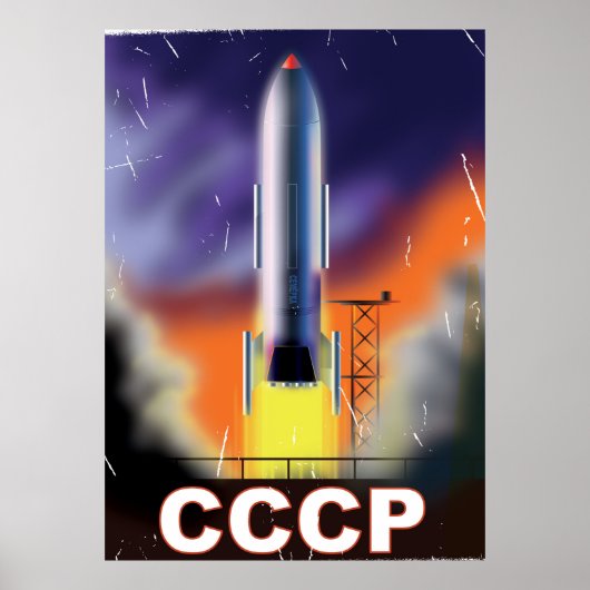 Affiche de fusée spatiale rétro de l'Union soviéti (Devant)