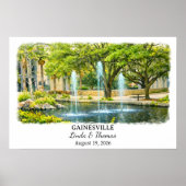 Affiche de Gainesville Floride, Aquarelle, Sur mes (Devant)