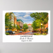 Affiche de Gainesville Floride, Aquarelle, Sur mes (Devant)