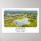 Affiche de Gainesville Floride, Aquarelle, Sur mes (Devant)