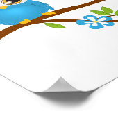 Affiche de garçon hibou mignon sur une branche (Coin)