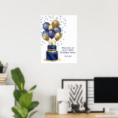 Affiche de gâteau bleu pour 80e anniversaire (Bureau à domicile)