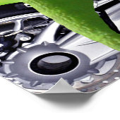 Affiche de gecko hawaïen vert sur moto (Coin)