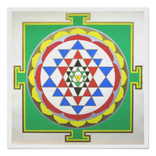 Affiche de géométrie sacrée Sri Yantra, couleurs p