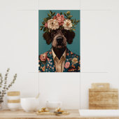 Affiche de German Wirehaired Pointer en costume, A (Cuisine)