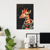 Affiche de girafe astronaute, Impression rétro de  (Bureau à domicile)