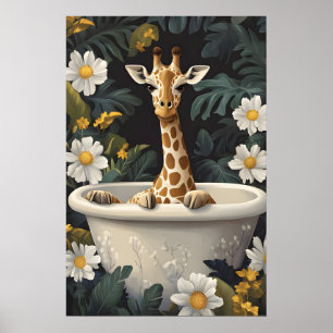 Affiche de girafe dans la baignoire, affiche d'ani
