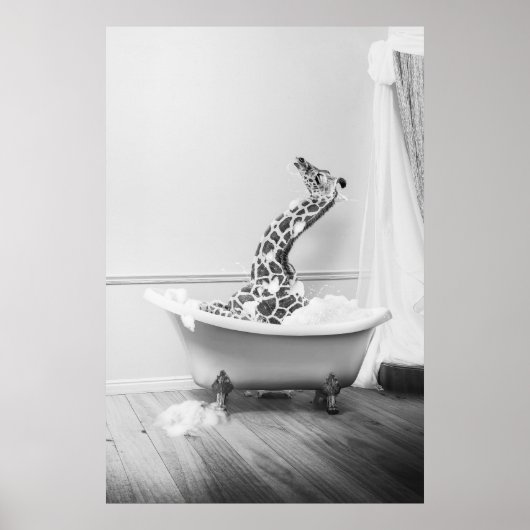 Affiche de girafe dans une baignoire (Devant)