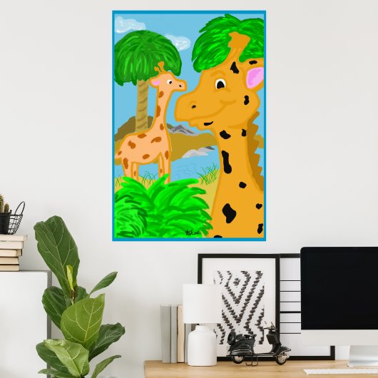 Affiche de girafe de la jungle imprimée (Bureau à domicile)