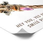 Affiche de girafe ludique langue sortie - Sourire (Coin)