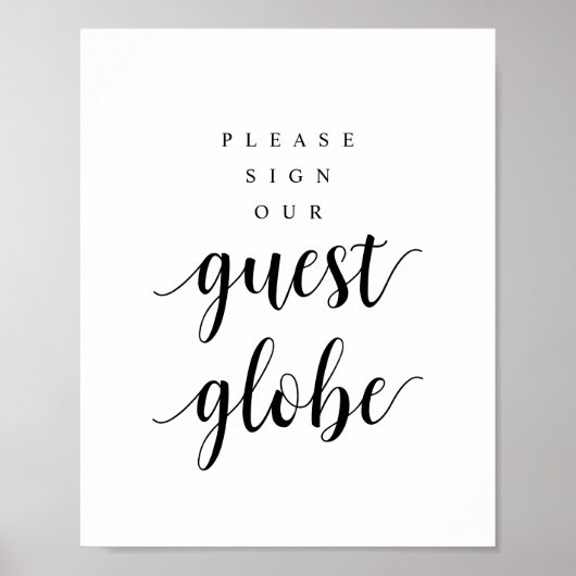 Affiche de globe de nos invités de mariage rustiqu (Devant)
