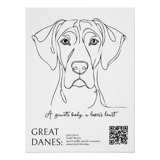 Affiche de Grand Danois en dessin au trait  (Devant)