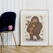 Affiche de grande qualité avec Bigfoot et fleurs