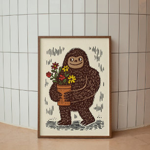 Affiche de grande qualité avec Bigfoot et fleurs