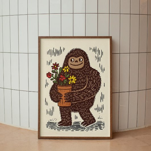 Affiche de grande qualité avec Bigfoot et fleurs