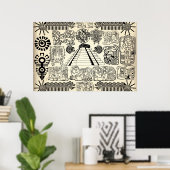 Affiche de grands symboles mayas (Bureau à domicile)