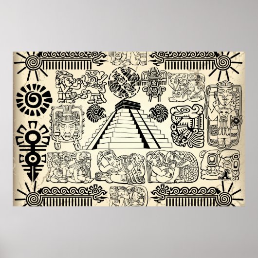 Affiche de grands symboles mayas (Devant)